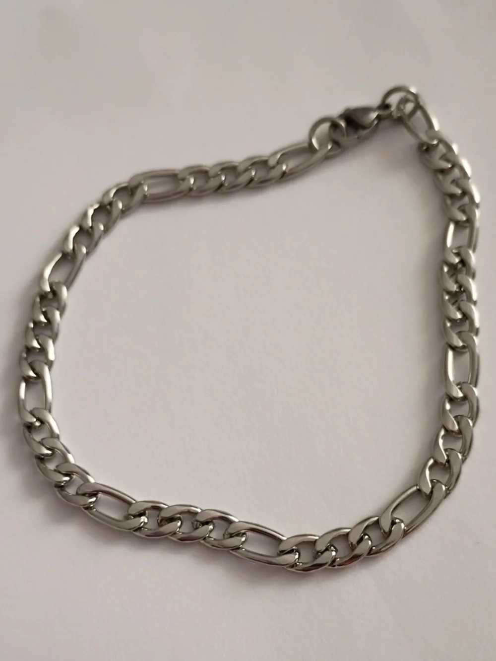 Silver Tone Figaro Chain Bracelet